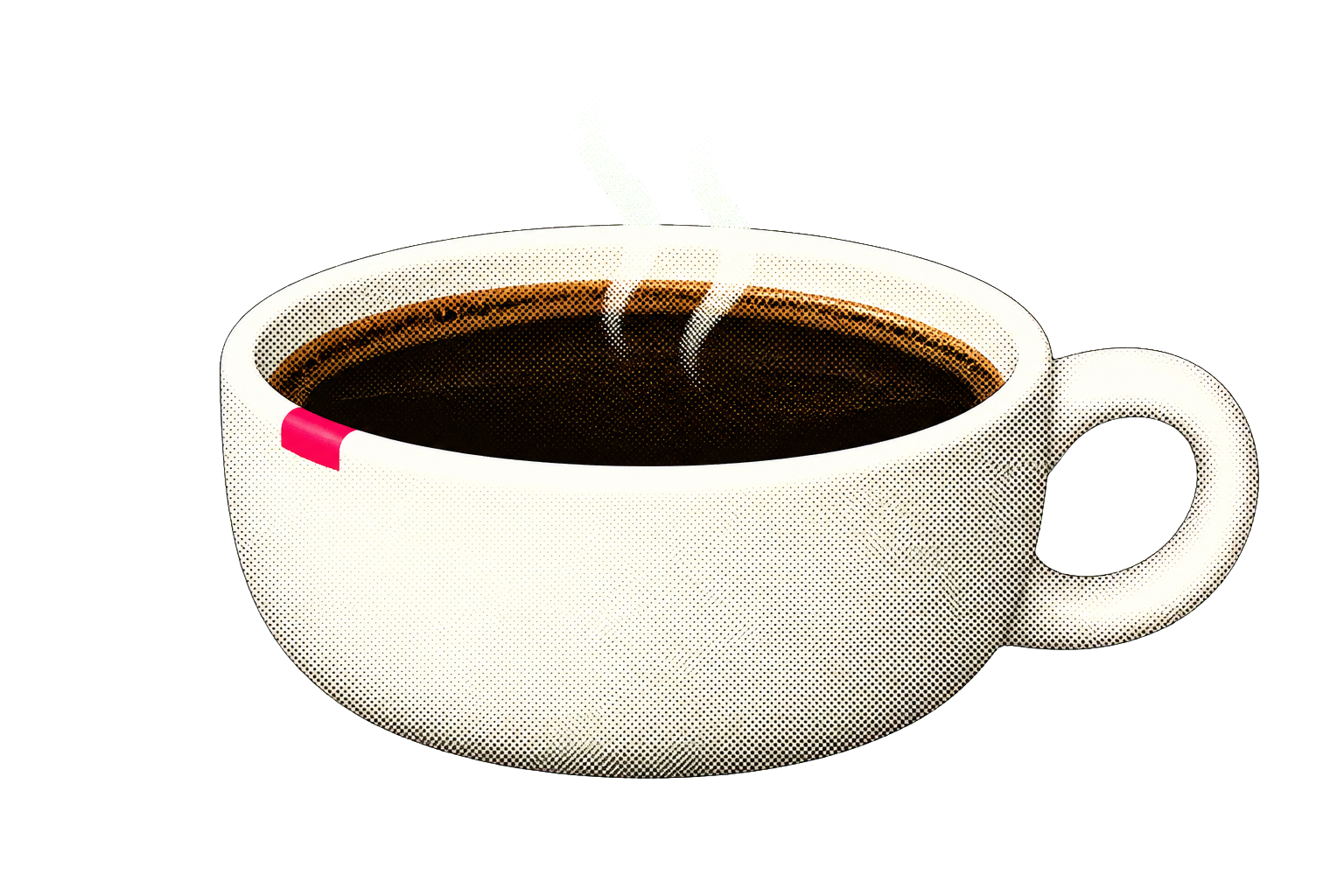 Wide white mug filled with coffee