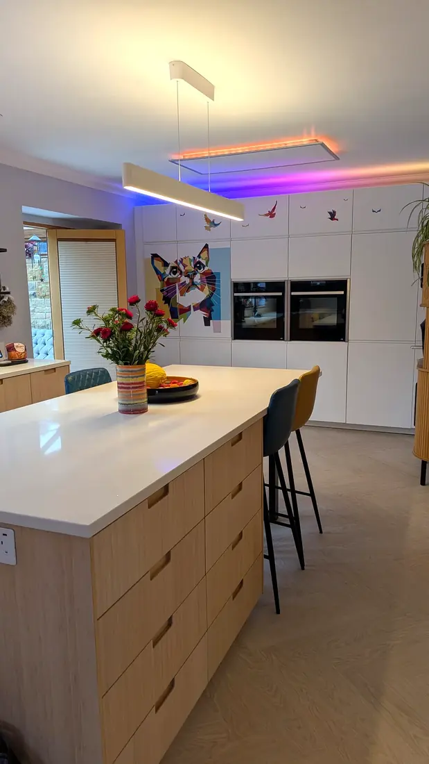 A bamboo kitchen island with bar seating by Pete Hughes Property Services