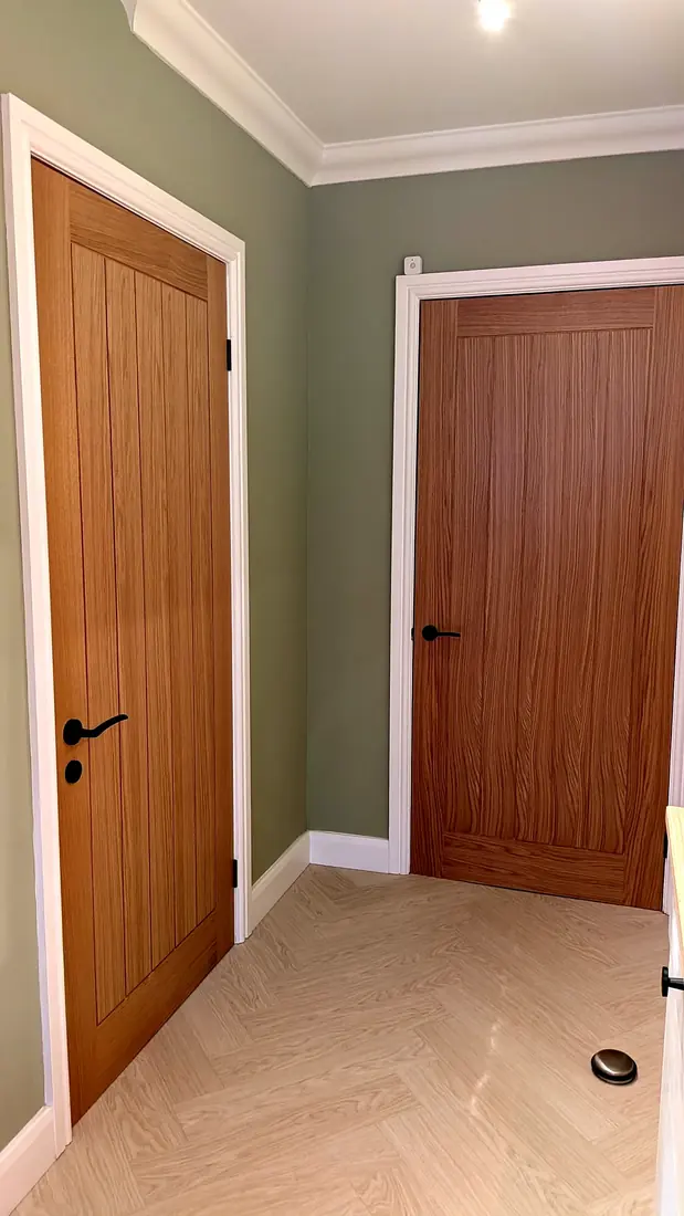 Oak internal doors in a freshly decorated hallway by Pete Hughes Property Services